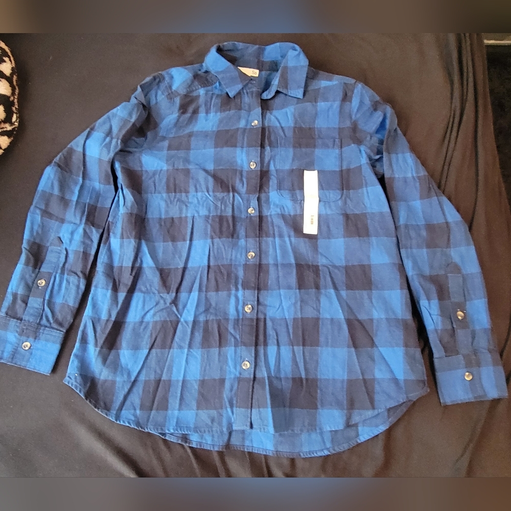 SO Men's Blue Plaid Button Down Shirt